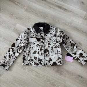 NWT Avec Les Filles Western Calf Hair Trucker Jacket